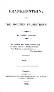 Title-page of the first edition of Frankenstein